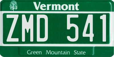 VT license plate ZMD541