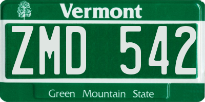 VT license plate ZMD542
