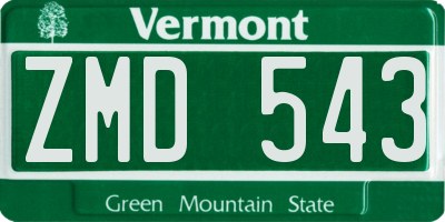 VT license plate ZMD543