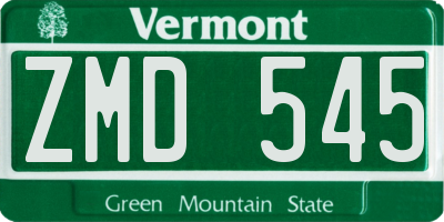 VT license plate ZMD545
