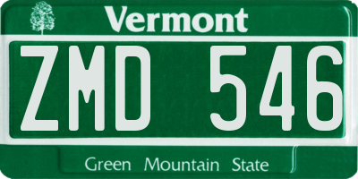 VT license plate ZMD546