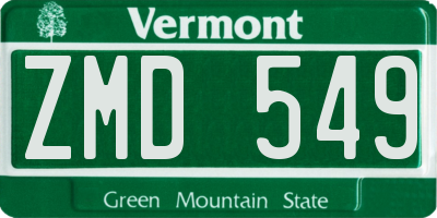 VT license plate ZMD549