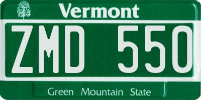 VT license plate ZMD550