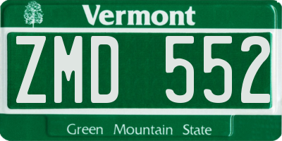 VT license plate ZMD552