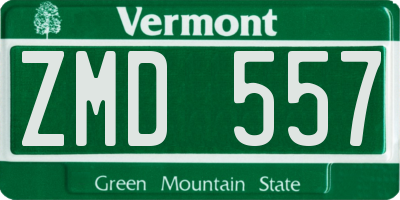 VT license plate ZMD557