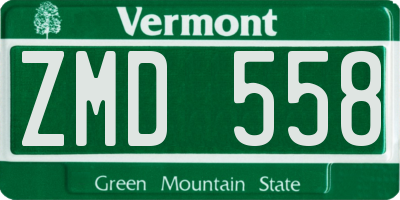 VT license plate ZMD558