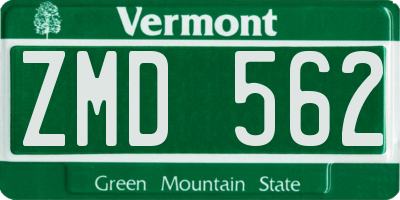 VT license plate ZMD562