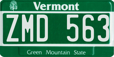 VT license plate ZMD563