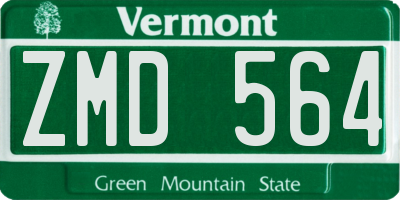VT license plate ZMD564