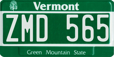 VT license plate ZMD565