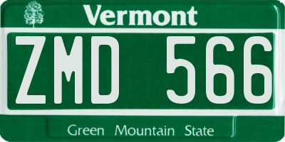 VT license plate ZMD566
