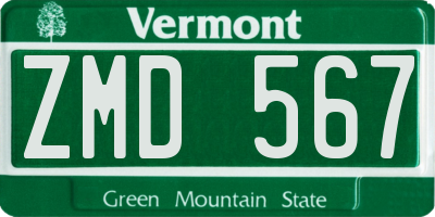VT license plate ZMD567