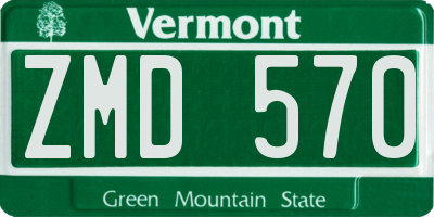 VT license plate ZMD570