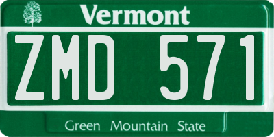 VT license plate ZMD571