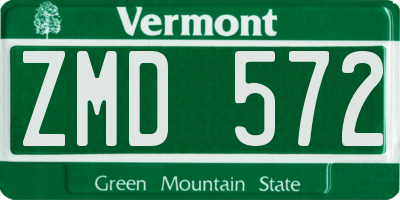 VT license plate ZMD572