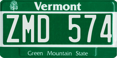 VT license plate ZMD574