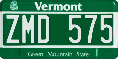 VT license plate ZMD575