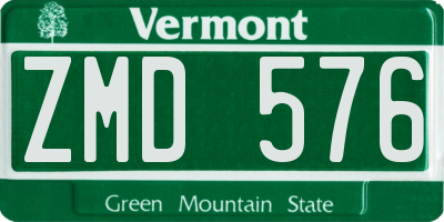 VT license plate ZMD576