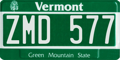 VT license plate ZMD577