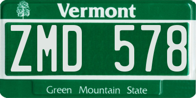 VT license plate ZMD578