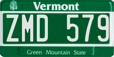 VT license plate ZMD579