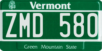 VT license plate ZMD580
