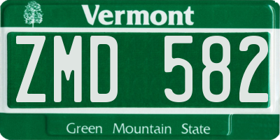 VT license plate ZMD582