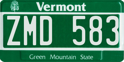 VT license plate ZMD583