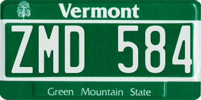 VT license plate ZMD584