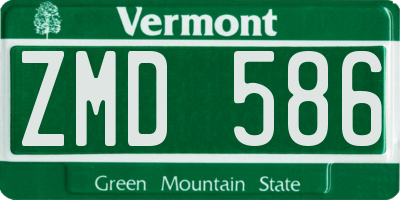 VT license plate ZMD586