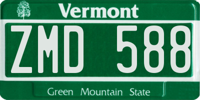VT license plate ZMD588