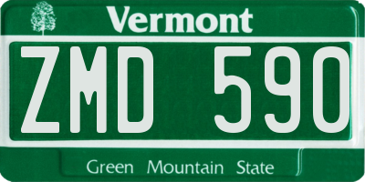VT license plate ZMD590