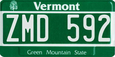 VT license plate ZMD592