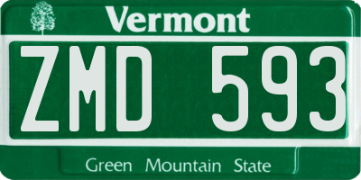 VT license plate ZMD593