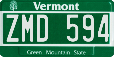 VT license plate ZMD594