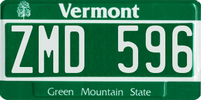 VT license plate ZMD596