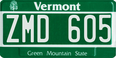VT license plate ZMD605