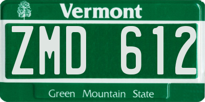 VT license plate ZMD612