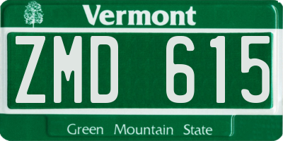 VT license plate ZMD615