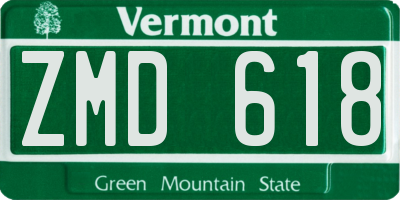 VT license plate ZMD618