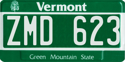 VT license plate ZMD623