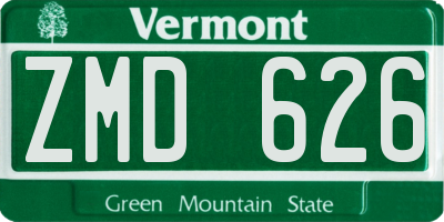 VT license plate ZMD626