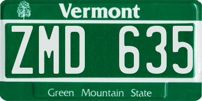 VT license plate ZMD635