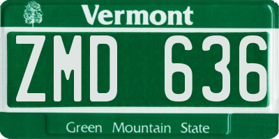 VT license plate ZMD636