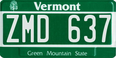 VT license plate ZMD637