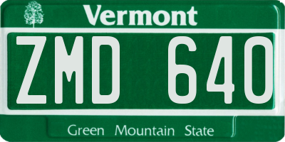 VT license plate ZMD640