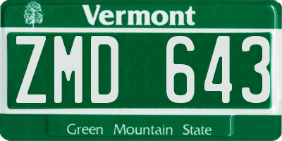 VT license plate ZMD643