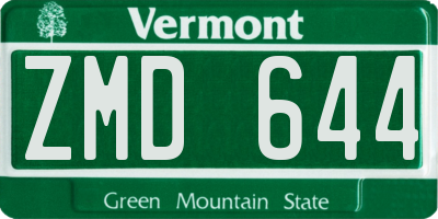 VT license plate ZMD644