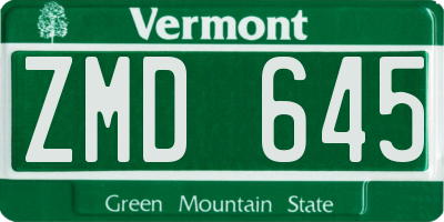VT license plate ZMD645