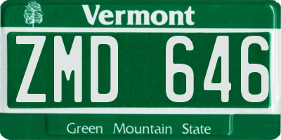 VT license plate ZMD646